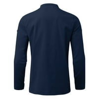 Luiyenes musko casual čvrsta top košulja štanda za bluza ovratnik dugme kotrljaju rukav dugi rukav modni