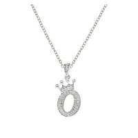 Crown English Pisma Full Diamond Privjesak ogrlicu za žene Srebrna kruna oštrine A Z abeceda Početne ogrlice za nakit za tinejdžere