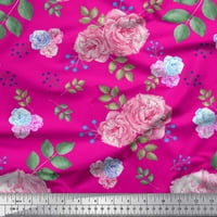 Soimoi Rayon tkanine bobice, lišće i ružičaste cvijeće za štampanje tkanine sa dvorištem širom