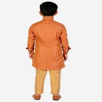 Proethički stil dječji dečiji ukrašen indijski etnički svileni stil Kurta set za dječake, svečana sesija, od 1, narandžaste, 11- godine