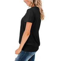 Bluze za žensku košulju Ruched okrugla izrez bluza za bluze za punu u boji Labavi kratki rukav ljetni