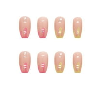 Lažni nokti Ljeto obojeni sladoled kratki baletni nokti za žene djevojke