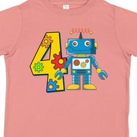 Inktastični 4. rođendan robot poklon dječaka malih majica ili majica mališana