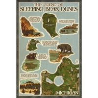 FL OZ Keramička krigla, spavaći medvjed dine, Michigan, spavaći medvjed dines legende mapa, perilica