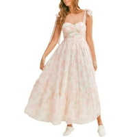 Ženska cvjetna maxi haljina luka zavoja za zavoj s ruffle hem ljuljačka a-line duga haljina