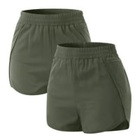 Ljetne kratke hlače za žene Čvrsti ispis tekuće teretna kratke hlače vojska zelena s 2-pakovanja