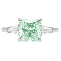 CT sjajan momak simulirani zeleni dijamant 14k bijeli zlatni tri kameni prsten SZ 5