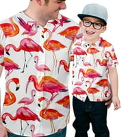 Muške havajske majice casual gumb niz kratki rukav Flamingo nabori bez prozračnih top