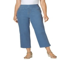 Žena unutar ženskih plus veličine Flex-Fit-on Denim Capri pantalone