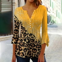Dugme Swirts za žene Cvjetni print Tunic Ljetni vrhovi Dressy Casual Bell rukava V izrez opružne bluze