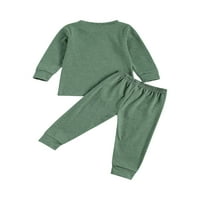 Bagilaanoe Toddler Baby Girl Božićne odjeće Jelen Ispis majica s dugim rukavima Tors + pantalone 3T
