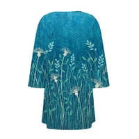 Žene Cardigan Stalni odjeća Ženski print Nepravilni kardigan s tri četvrtine s džepom jakne Sky Blue 3xl