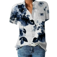 Žene V izrez na vrhu Ležerne prilike od ispisane majice s kratkim rukavima, labava bluza 3xl