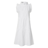 Haljina za žene, ženske ruffles haljina bez rukava, duguljastih ležernih ljetnih haljina bijela l