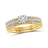 Mia Diamonds 10kt Žuto zlato okruglo Diamond 3-komadni mladenci za vjenčani prsten set CTTW