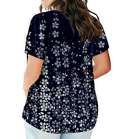 Lroplie Womens košulja Overseze V-izrez kratki rukav izlasci za žene za žene cvjetni print V izrez džep