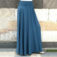 Ženska modna elastična struka čvrstog natkrivene suknje Vintage A-line labave duge suknje