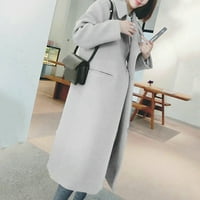KETYYH-CHN Žene kapute zimske modne ženske ležerne patentne karijske vrpce kaput sive, l