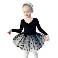 Dječja dječja djevojka baletske plesne haljine dugih rukava Solid BodySuit tops polka dot tutu suknja set plesnog haljina