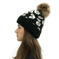 Žene Ležerne prilike Leopard ubode na otvorenom plišani šeširi Crochet Knit Beanie Cap Casual Hat za
