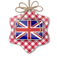 Božićna ornamenta Britamenska zastava Crveni plaid Neonblond
