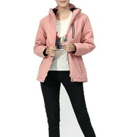 Ženska grijana jakna Zimska topla jakna Grijana zona dvostruka jakna sa kapuljačom i sa kapuljačom sa patentnim zatvaračem za planinarenje PUTOVANO Pink XL