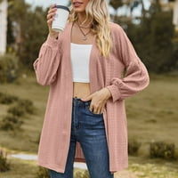 Lashall Ženska modna modna solidarna kardigana TOP tiskana jakna s dugim rukavima ružičasta S