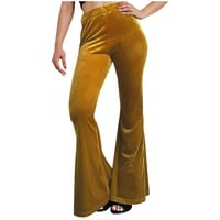 Modne žene udobne solidne boje za slobodno vrijeme zvona hlače visoke struke hlače