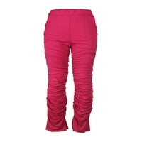 Sanviglor Womenske gamaše visoke strukske hlače za hlače Bell donje pantalone Streetwear Flare Pant Club Deep Rose Red S