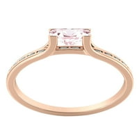 1. Carat Prirodna breskva Pink vs morganitni prsten sa dijamantima 14k Rose Gold Bridge Vintage Princess