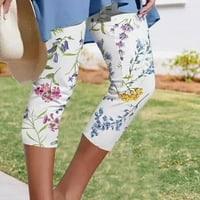 Posteljine hlače Žene Ljetne casual elastične struke ispisane sažene hlače kapris na klirensu