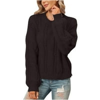Vremenski dugi džemperi za žene Trendy Solid Boja dugih rukava s kapuljačom, crna, l
