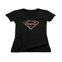 Superman DC Comics Tropsko cvijeće Logo Juniors V-izrez Majica Tee