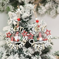 Božićni drveni ukrasi za božićne ukrase drhtavca Viseći 3D GNOME Santa drveni ukrasi okrugli drveni