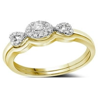 Dijamantna princeza 10kt žuti zlatni okrugli dijamant Halo Bridal Vjenčani prsten set CTTW
