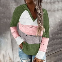 Aaiyomet Cardigan za žene Jesen Ženski patent dugih rukava kabel kabela pletena pulover džemper prugast