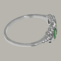 Britanci napravio 9k bijeli zlatni prsten smaragdnim ženskim izveštajima - Opcije veličine - veličina