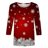 Božićne majice za žene UK Funny Novelty Gnomes Jumper Dugi rukav Snowflakes Ispiši pulover Bluza Ležerne