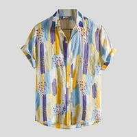 HHEI_K Muška modna ležerna print Hawaii majica s kratkim rukavima Muške haljine