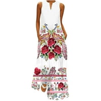 Aoochasliy ljetne haljine za ženske ležerne duge haljine s prugastom cvjetnim printom maxi haljina za
