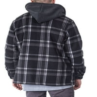 Visive Muška jakna od flanela - velika i visoka zip up hoodie sa šerpa obloženim zip up hoodie - jakna