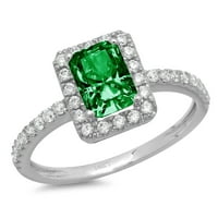 1,96ct smaragdni rez zeleni simulirani smaragd 14k bijelo zlato ugraviranje izjava bridalna godišnjica