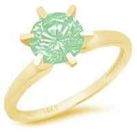3CT okrugli rez zeleni simulirani dijamant 18k žuti zlatni gravirajući izjava bridalna godišnjica angažman
