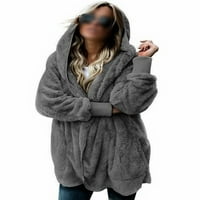 Paille ženske jakne kardigan kaput sa kapuljačom sa kapuljačom slobodne zime tople preko kaput tamno