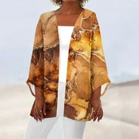 Apepal ženska casual moda retro tiskana lagana svjetlost jakna od jakne kardigan narančasta 4xl