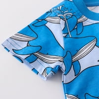 Toddler Boys kratki rukav crtani print T majica TOPS Hlače Postavite odjeću Plava 7t