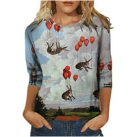 Ženski slatki uskršnji uskršnji zečji majica majica grafički vrhovi dizajn Dressingy Trendy smiješno