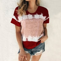 Ženski ljetni vrhovi modna casual labava bluza tiy-dye tiskanje majice za majicu za okrugli vrat, bluza