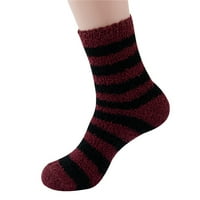 Yinguo Winter Stripe Coral baršunasto plišane tople čarape Početna Čarapa Spavanje čarapa Striped čarape