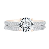 0. Carat Okrugli oblik Bijeli prirodni dijamantski polu nosač vjenčani prsten za prsten 18K čvrstog ruža Zlatna prstena veličine-9
